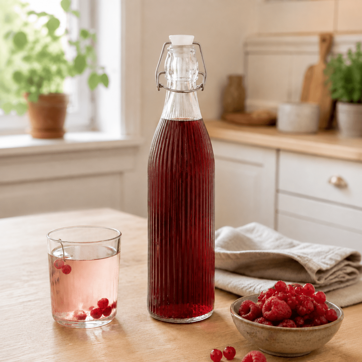 Trevlig och robust flaska, perfekt för syltning eller saftproduktion