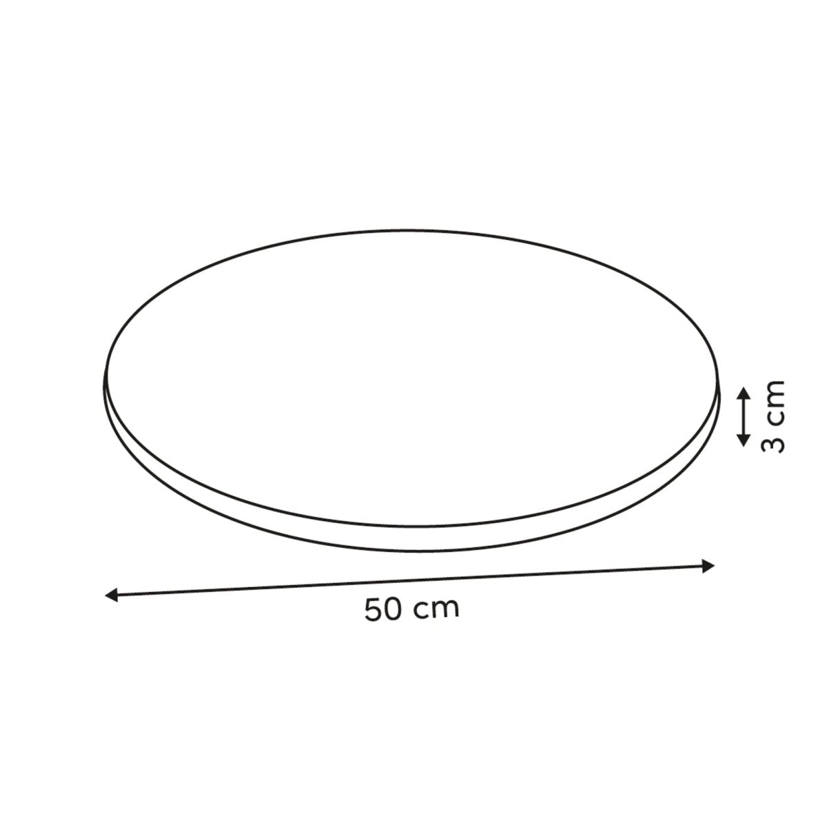 Snurrefat Mina i akasie diameter 50 cm, mål på snurrefatet