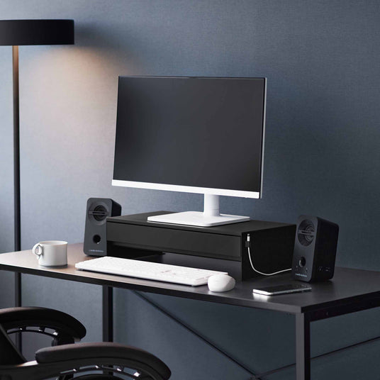 Monitorstativ med skuff sort 50 x 24 x 12,8 cm - Lindas Dekor
