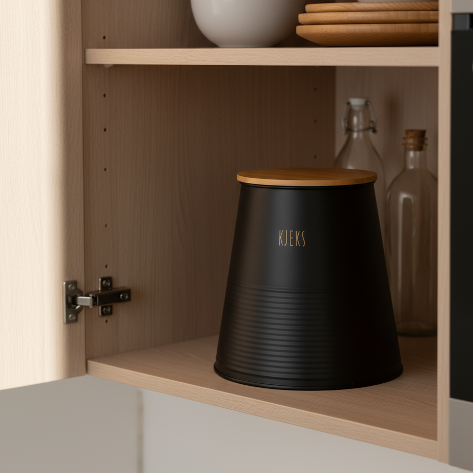 Kvadratisk produktbilde av oppbevaringsboks med bambuslokk 17,5 cm