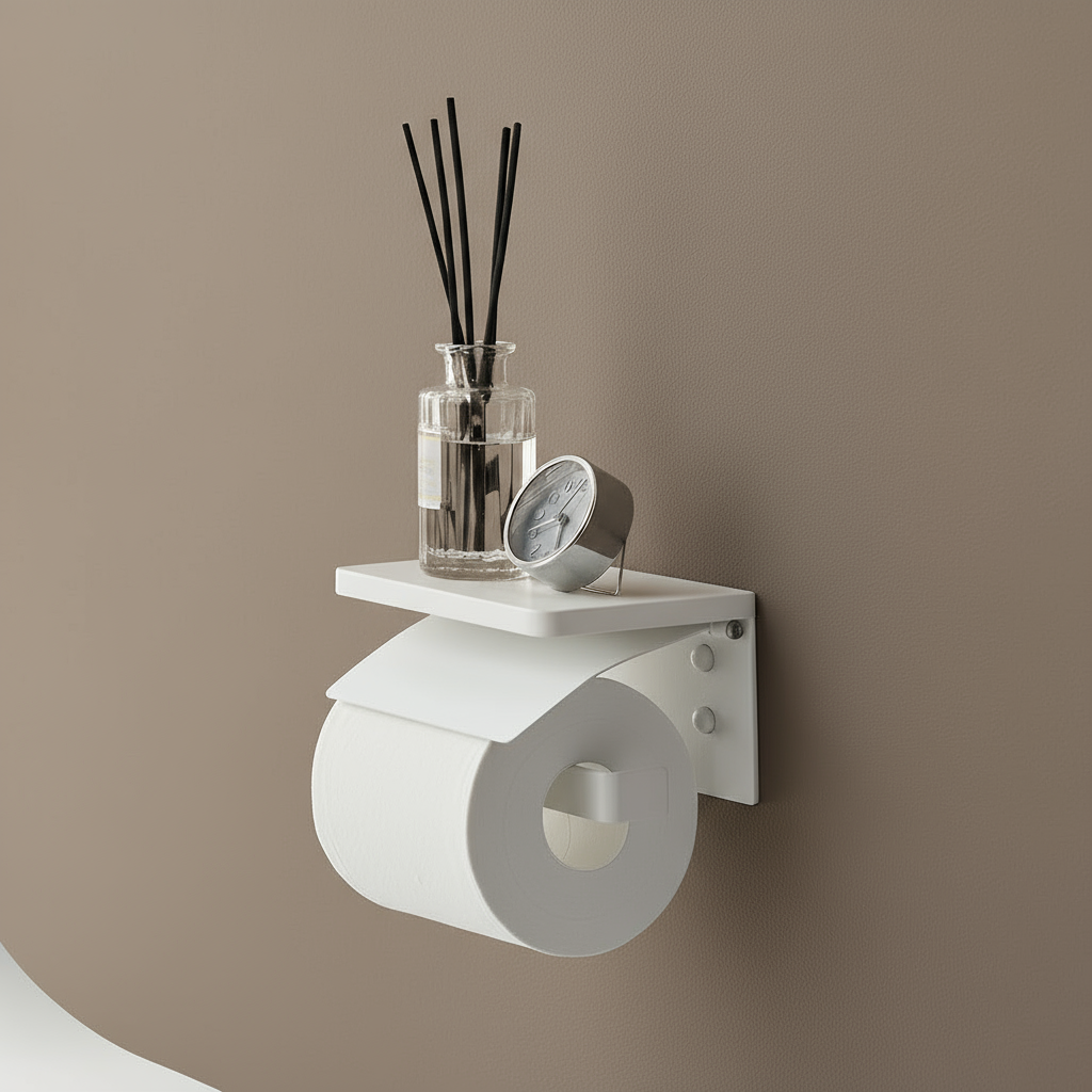 Veggmontert toalettpapirholder hvit