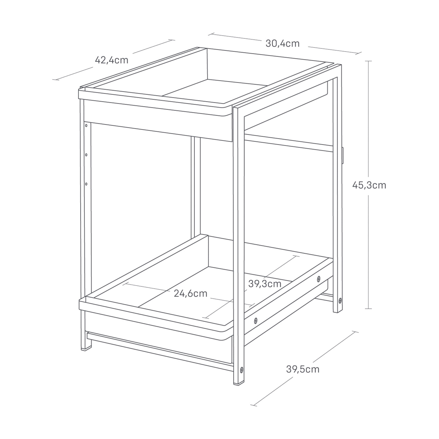 Lagringsløsning i sort for trange rom og underskap.