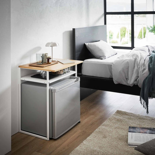 Sidebord med treplate og uttrekkbar hylle hvit 53 x 45 x 66,8 cm - Lindas Dekor