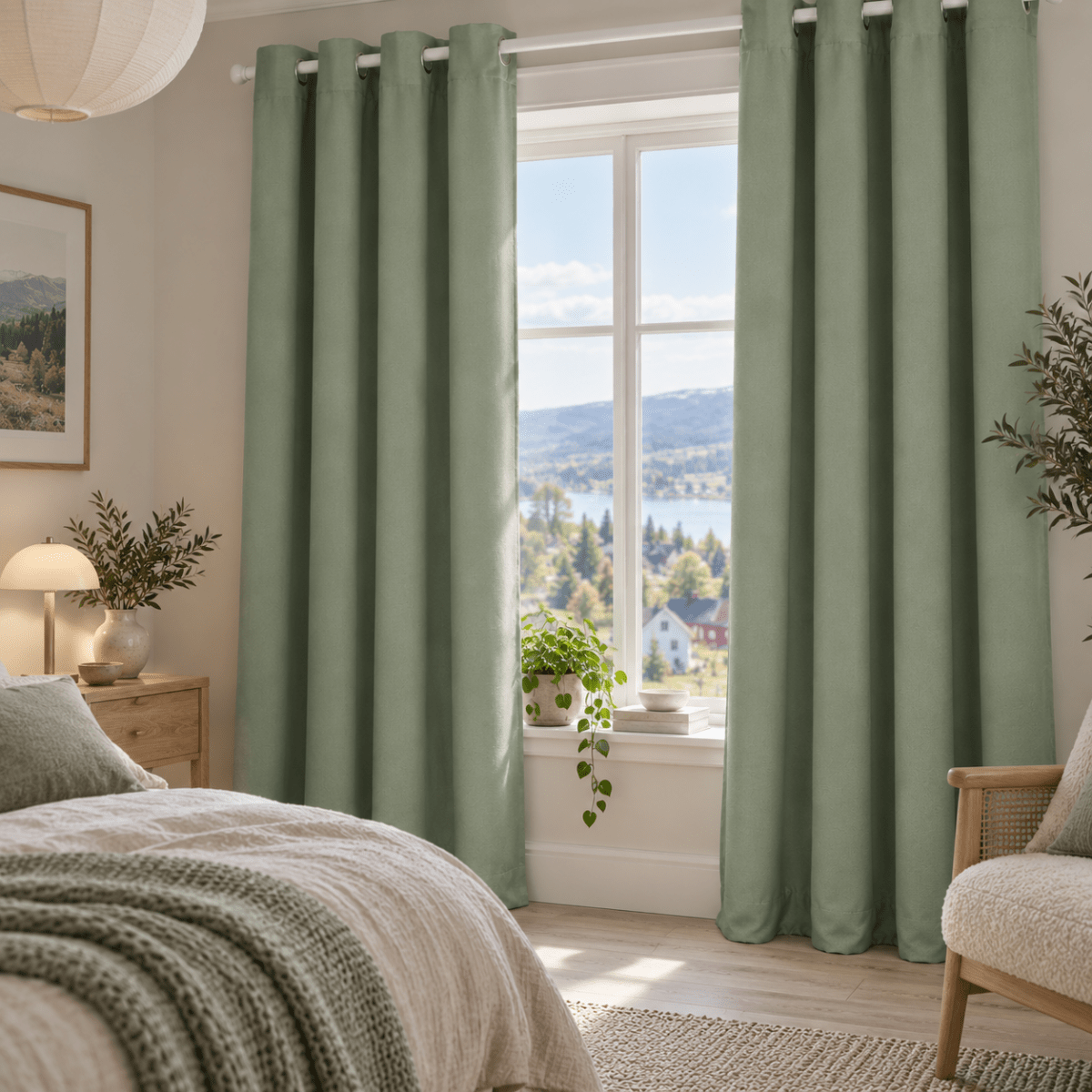 2-pk Mørkleggingsgardiner celadongrønn 135 x 240 cm - Lindas Dekor Gardin
