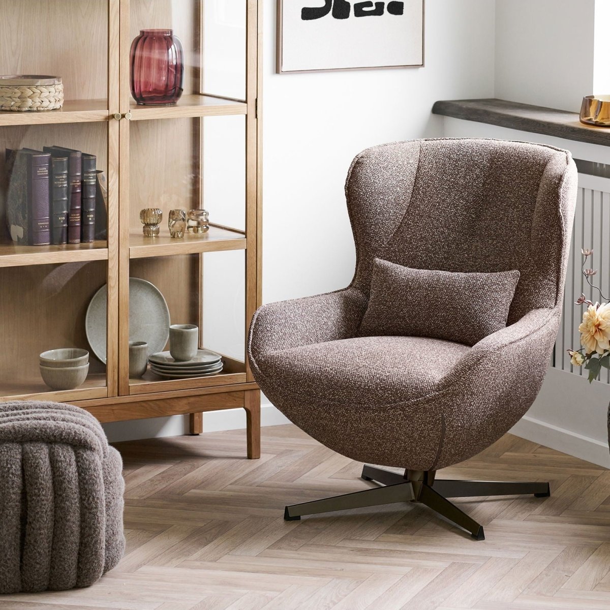 Napier puff brun ø48 cm - Lindas Dekor