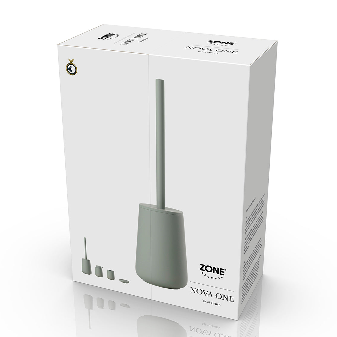 Toalettbørste i grønn farge med rund form og stilrent design