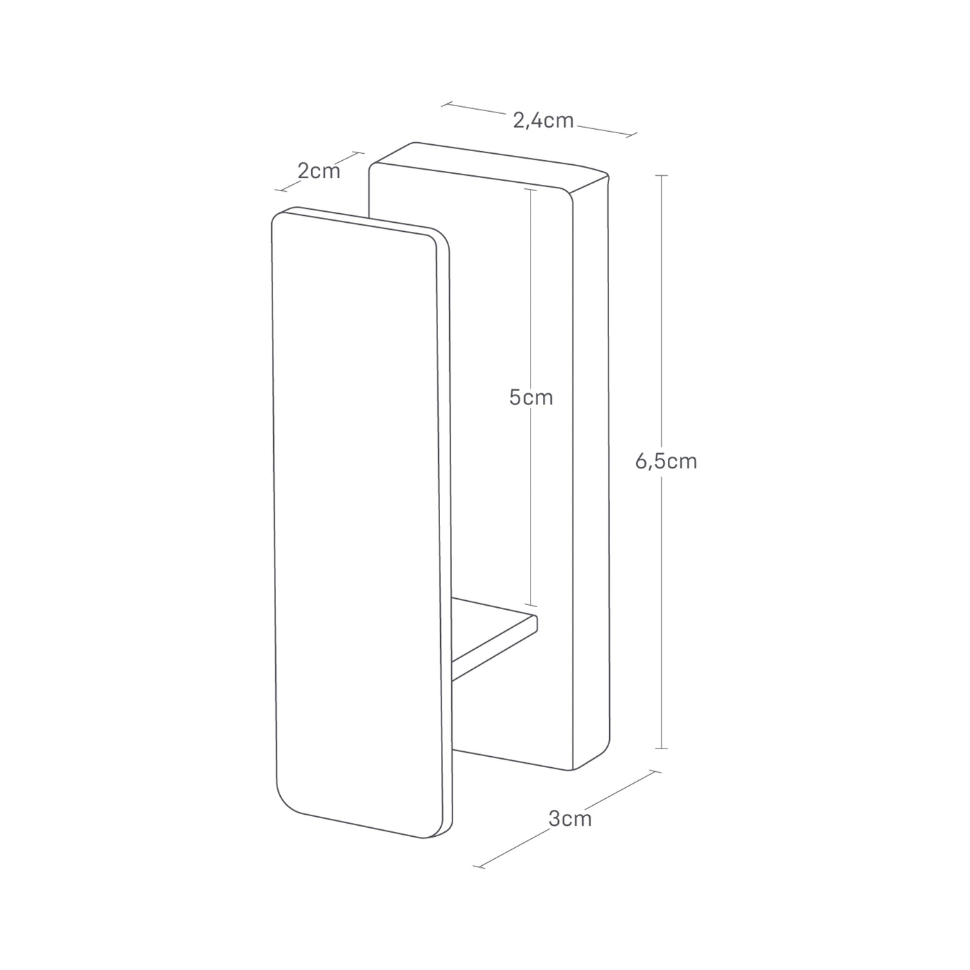 Metallkrok i sort finish brukt som gardinholder i moderne interiør.