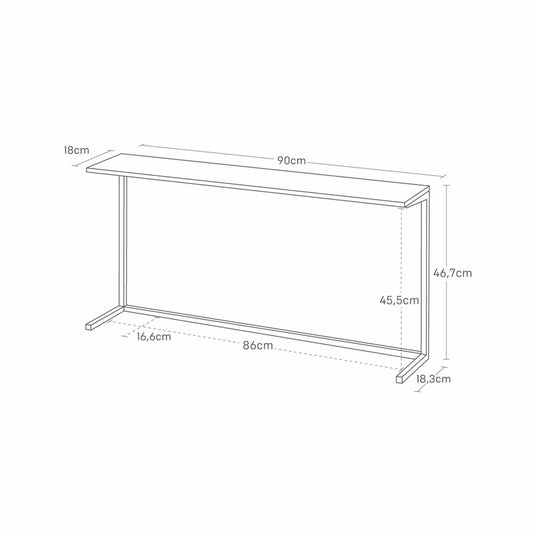 Frittstående hylle til kjøkkenbenk sort 90 x 46,7 cm - Lindas Dekor