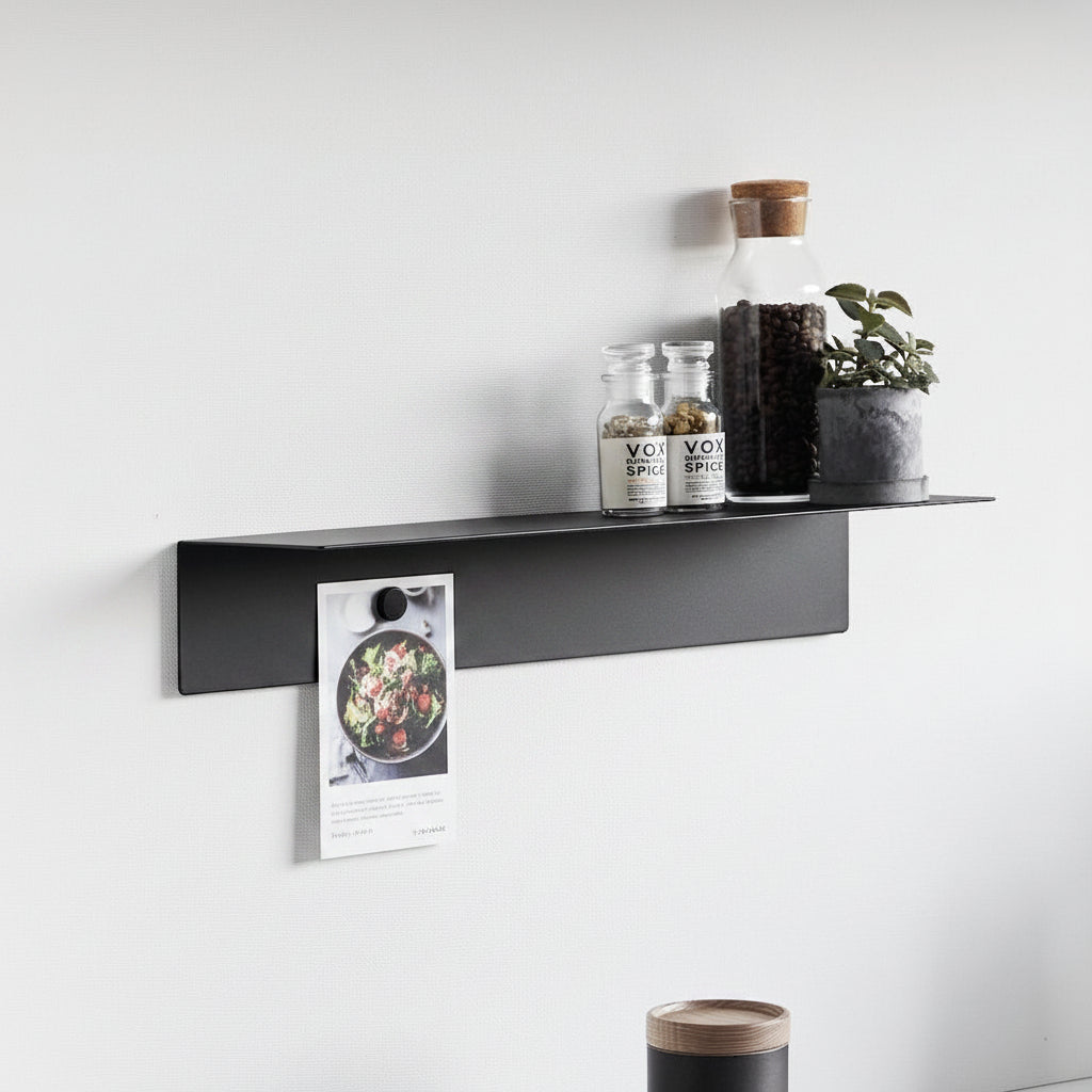 Vægthylle i sort metal 50 x 15,7 cm - Lindas Dekor