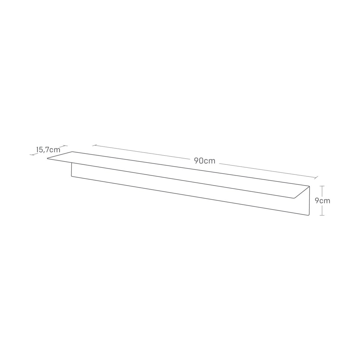 Vegghylle i sort metall 90 x 9 cm - Lindas Dekor