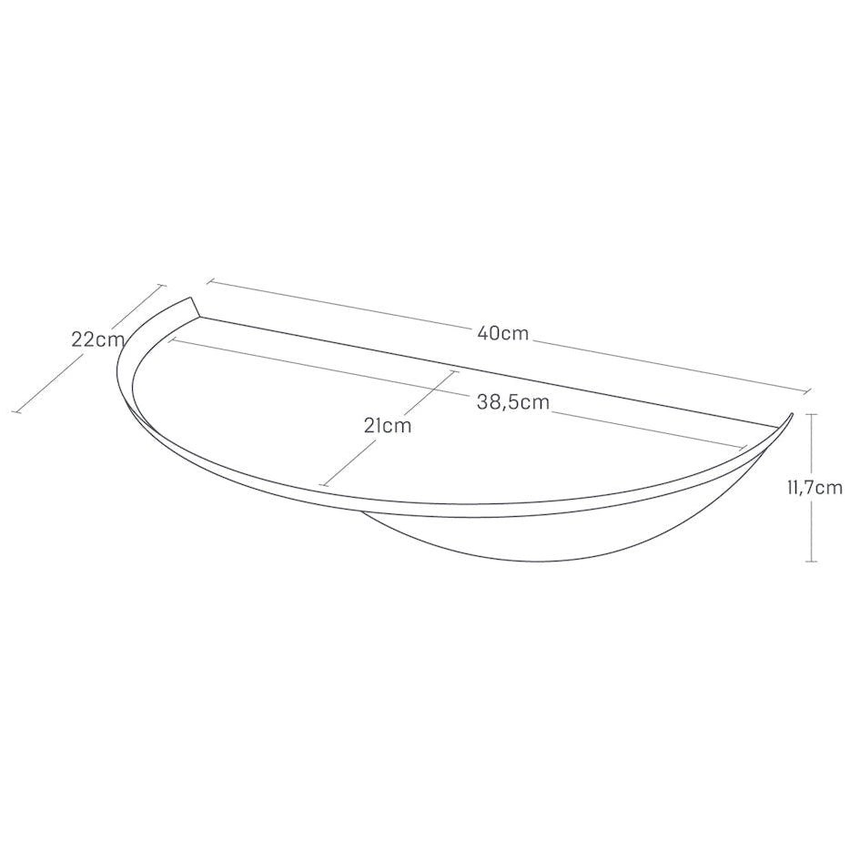 Vegghylle halvrund sort 40 cm - Lindas Dekor