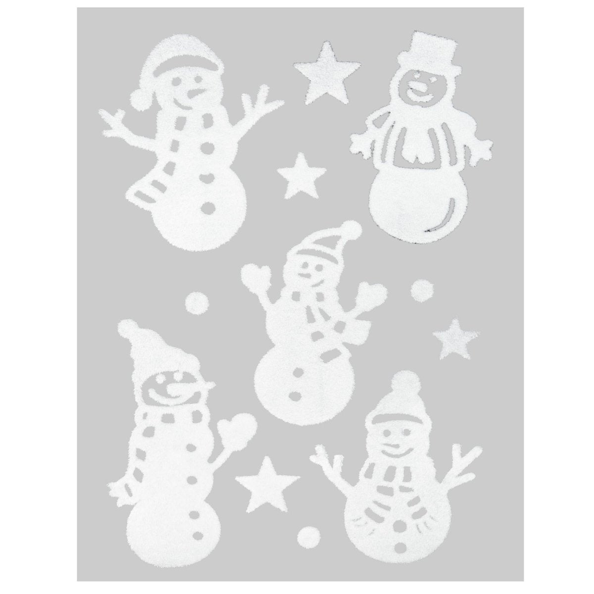 Julestickers nisse, snømann og pingvin 4 design 29 x 40 cm, snømenn og snøkrystaller