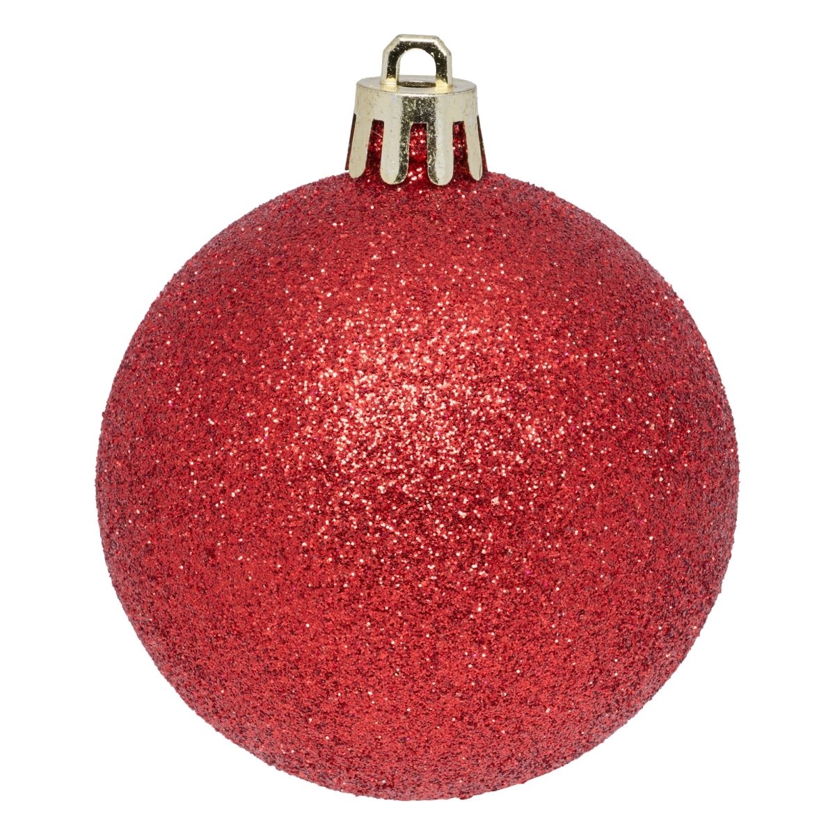 25-pk julekuler rød 6 cm, rød kule med glitter