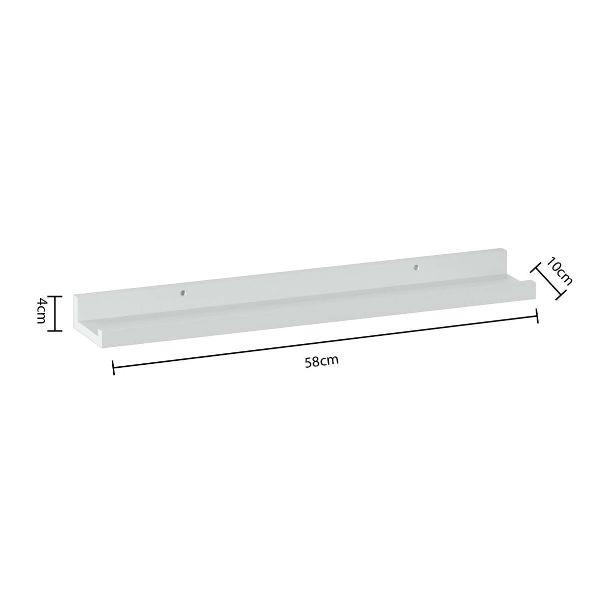 Bildehylle Fixy hvit 58 cm, mål på bildehyllen