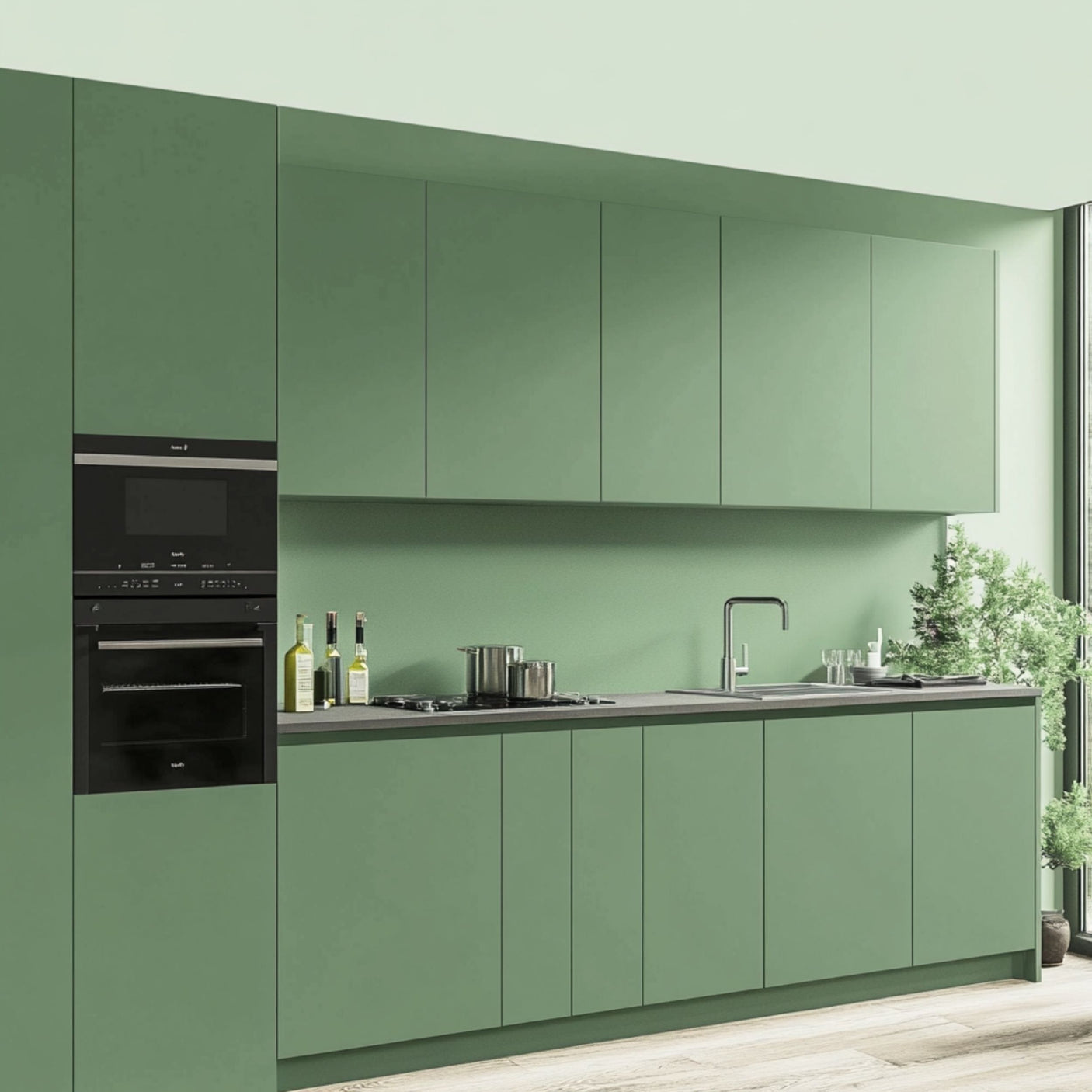 Uni matt jade green selvklebende kontaktplast med silkematt finish i dempet grønnfarge