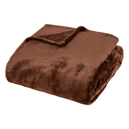 Mykt brunt flanellpledd i polyester, 180 x 230 cm