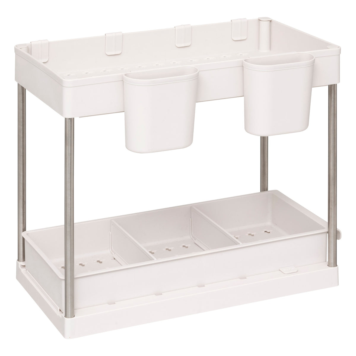 Uttrekkbar skaporganiser 2 etasjer beige 34 cm, hele organiseren