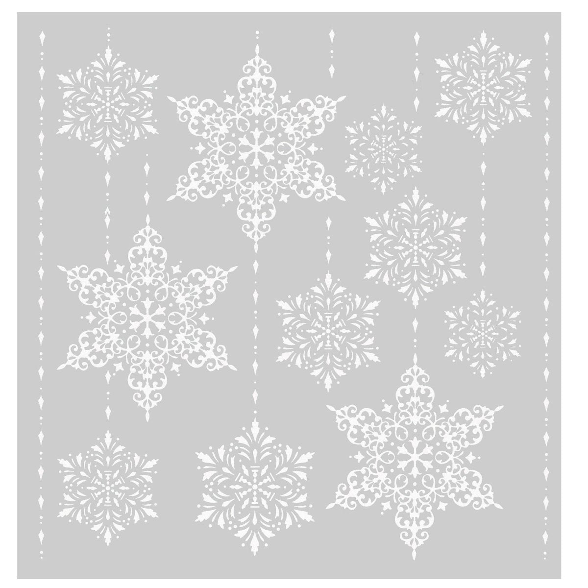 Julestickers med glitter 6 design 31,5 x 30,4 cm, ark med store snøkrystaller