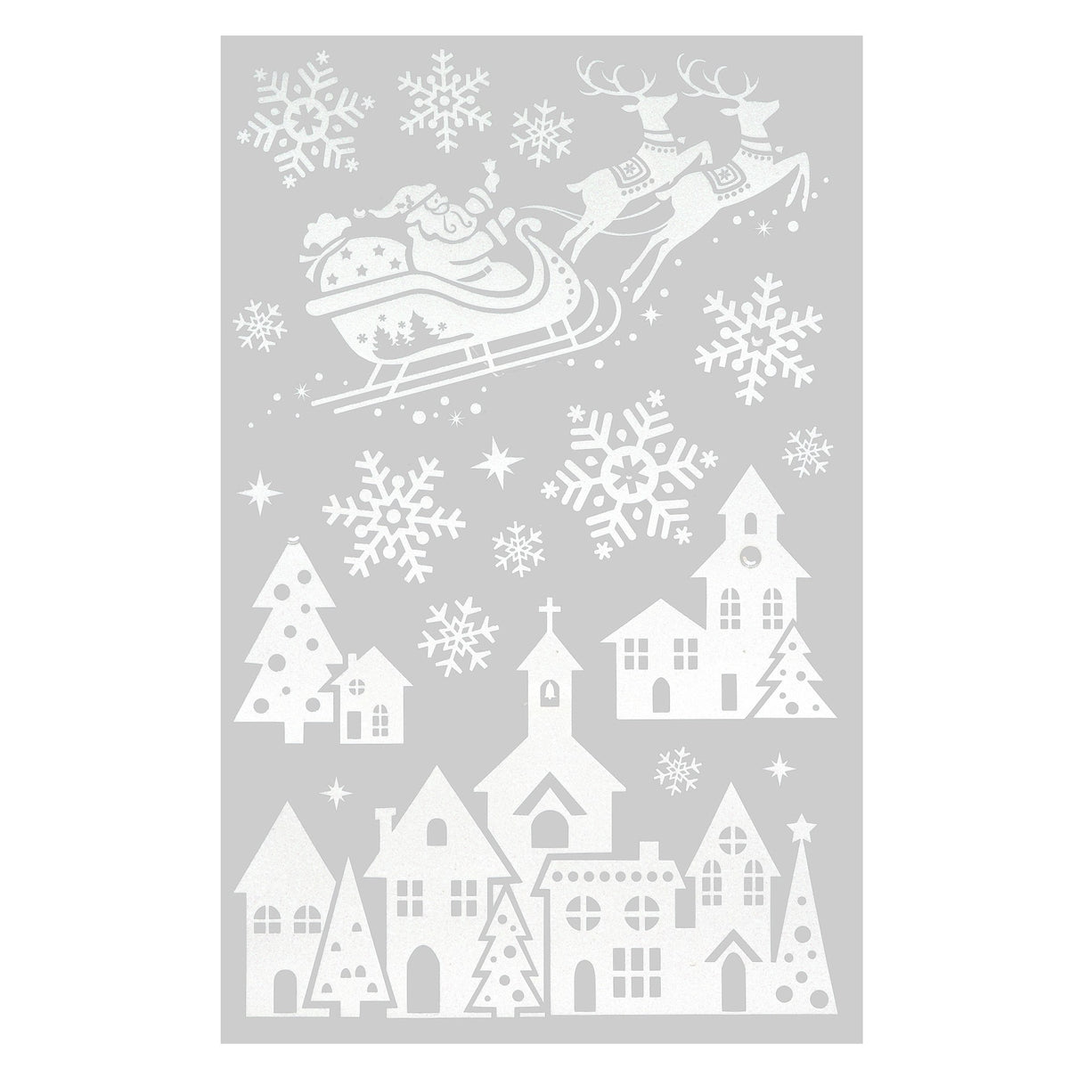 Julestickers med glitter og rhinsten 6 design 50 x 32 cm, vinterlandsby