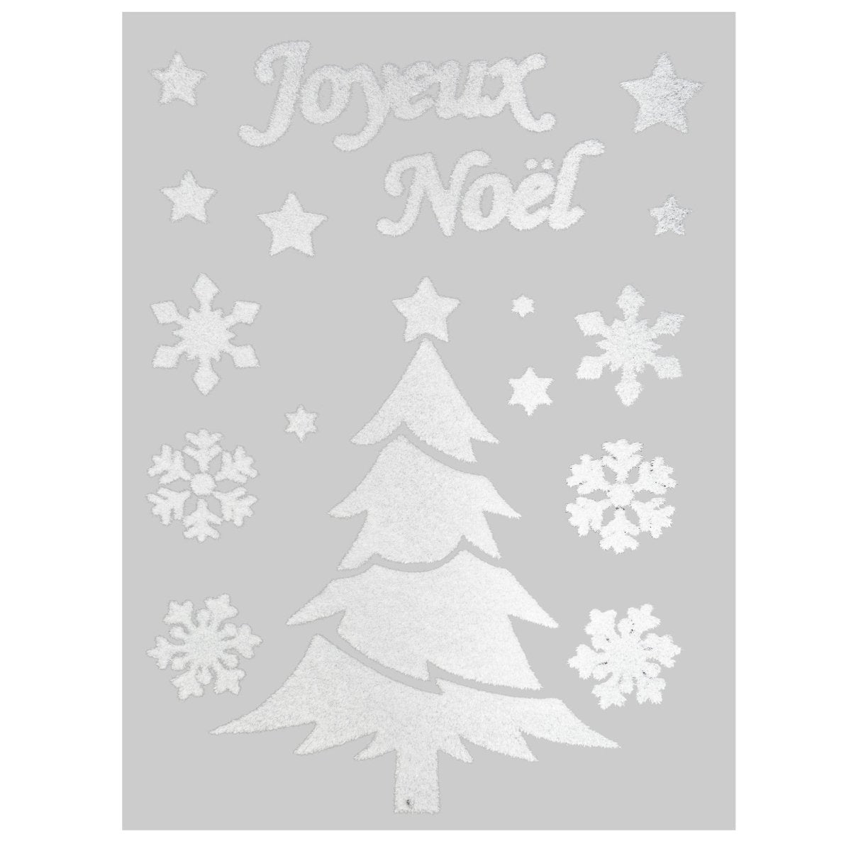 Julestickers nisse, snømann og pingvin 4 design 29 x 40 cm, juletre med Joyeux Noël