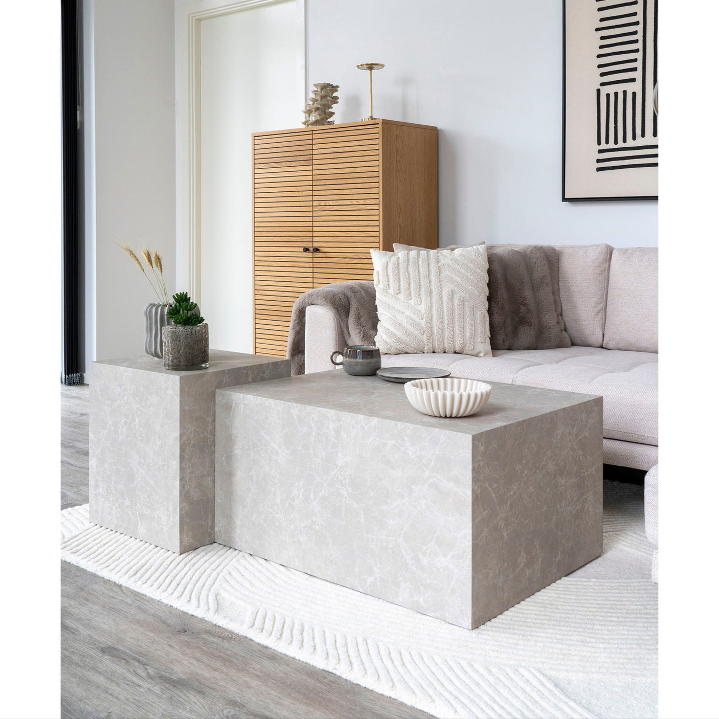 House Nordic Prague sofabord beige 60 x 80 x 40 cm