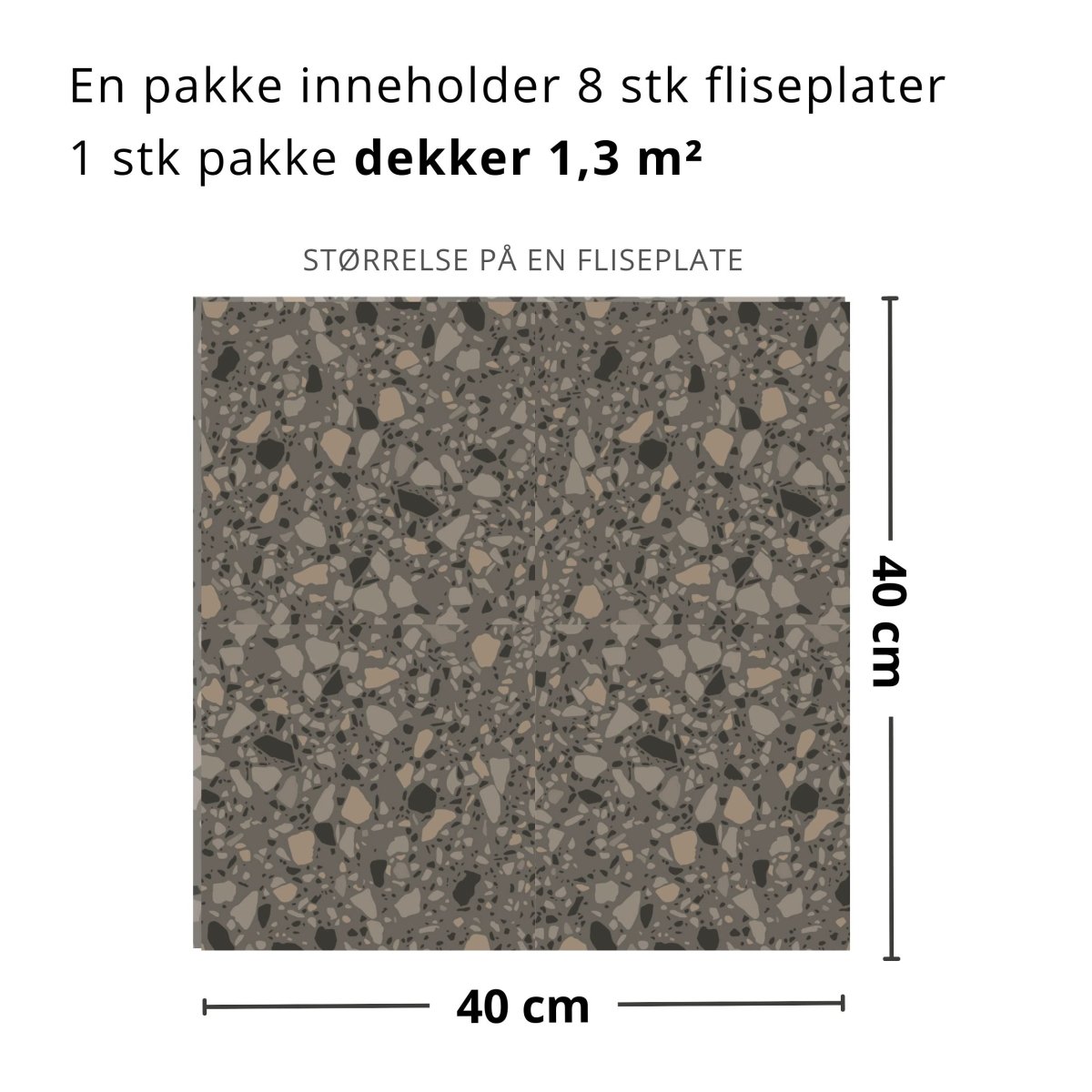 Nærbilde av Clemont terrazzo fliser med naturtro mønster og struktur