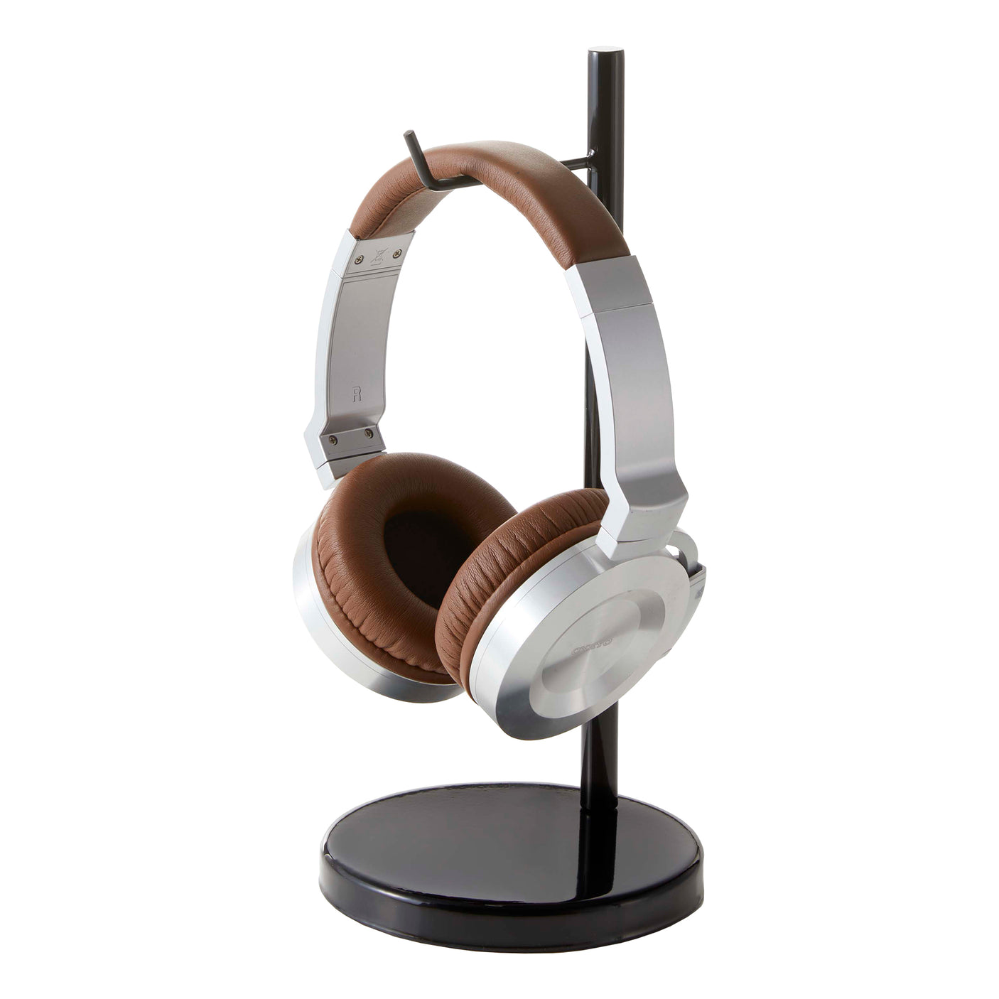 Elegant headset-holder i svart metall.