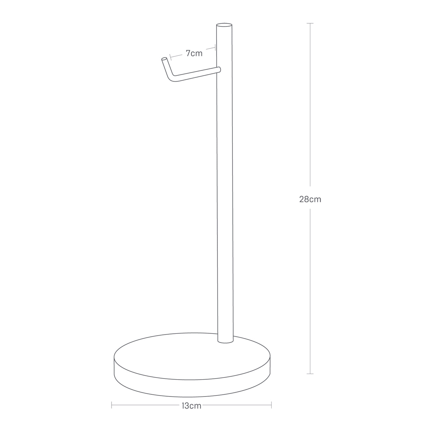 Rundt sort stativ med hodetelefoner plassert på topp.