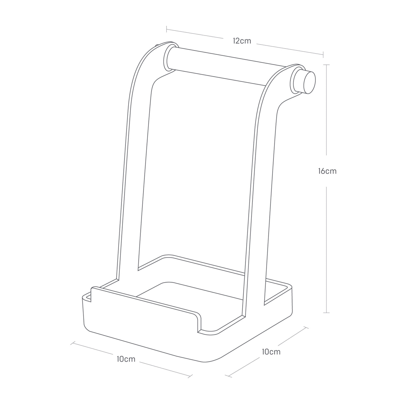 Tomt kjøkkenstativ med trehåndtak og hvit base