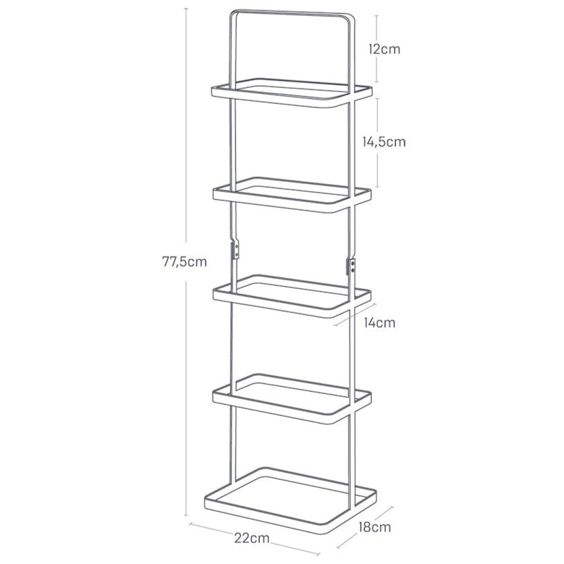 Plassbesparende og stilren skohylle i hvitt, ideell for både store og små hjem.