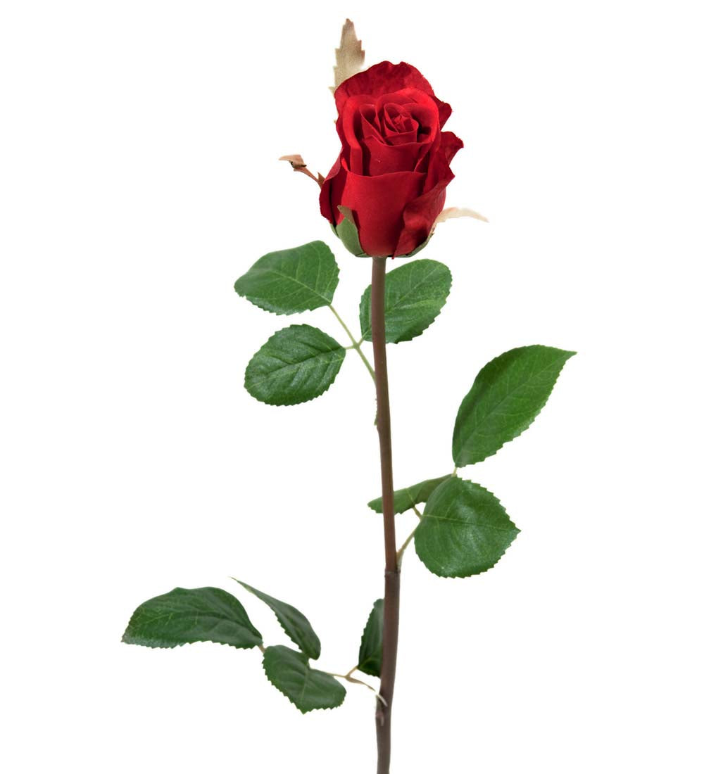 Naturtro kunstig rød rose fra Mr. Plant – perfekt for tidløs og vedlikeholdsfri dekor.