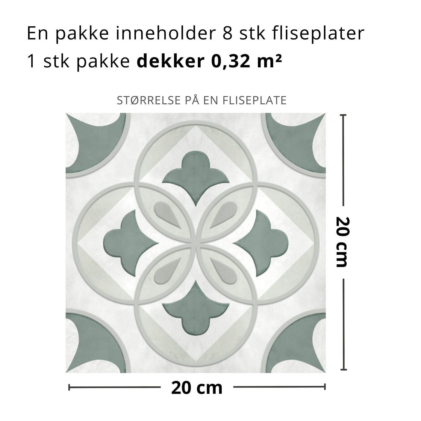 8-pk Clara grønn selvklebende fliser