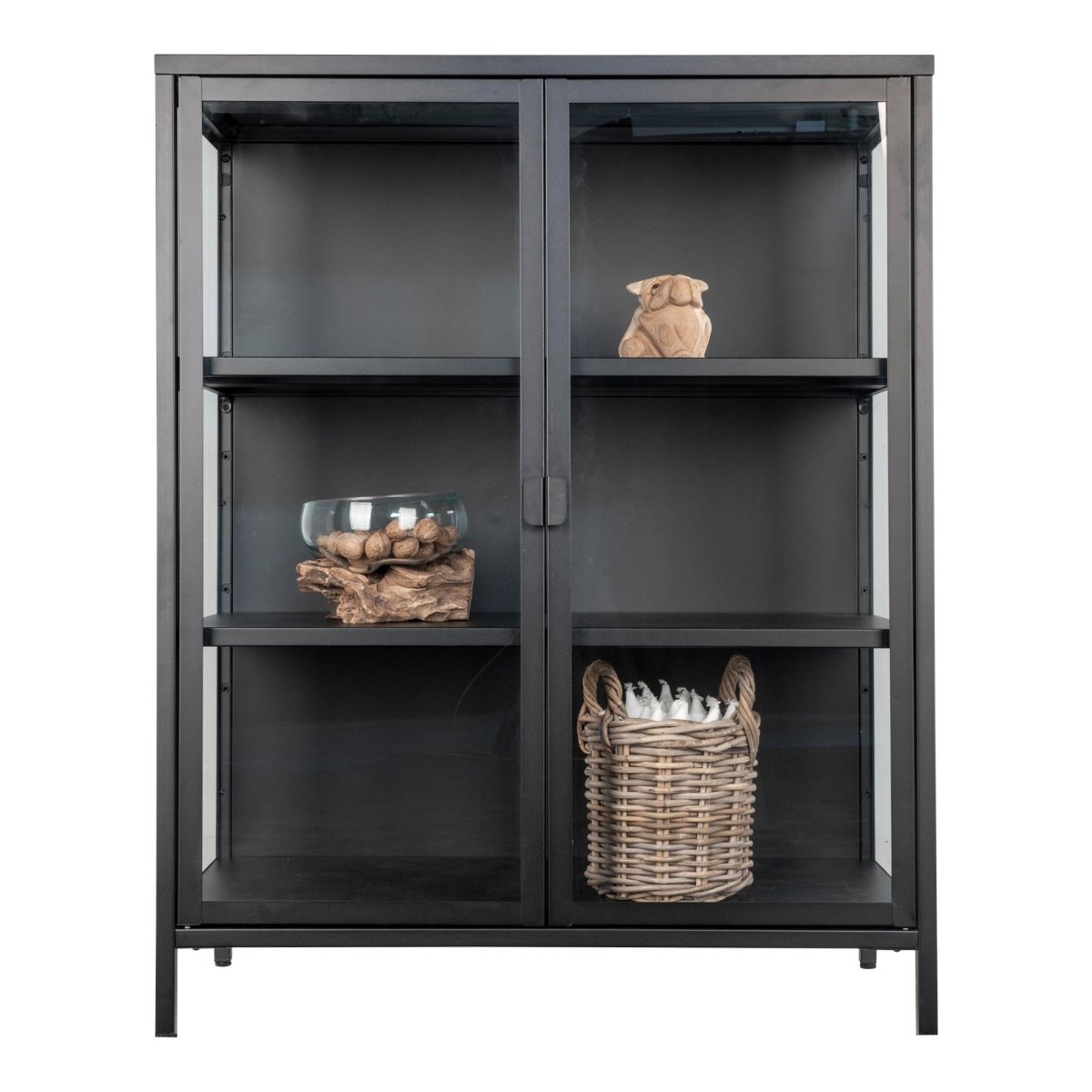Brisbane vitrineskap 2 glassdører sort stål 80x40x101 cm - bilde 5