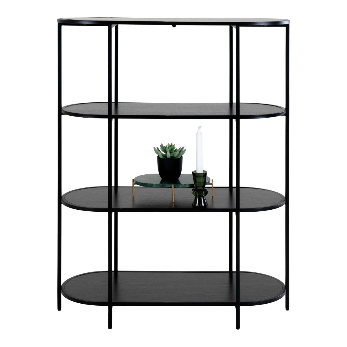 Vita oval bokhylle 4 hyller sort 85x36x111 cm