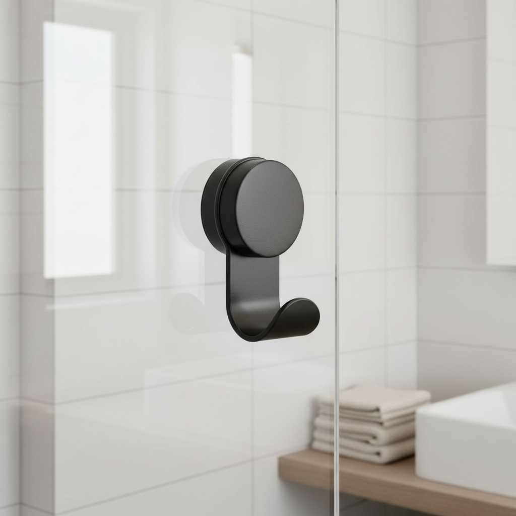 Zone Denmark krok i sort montert på glassvegg