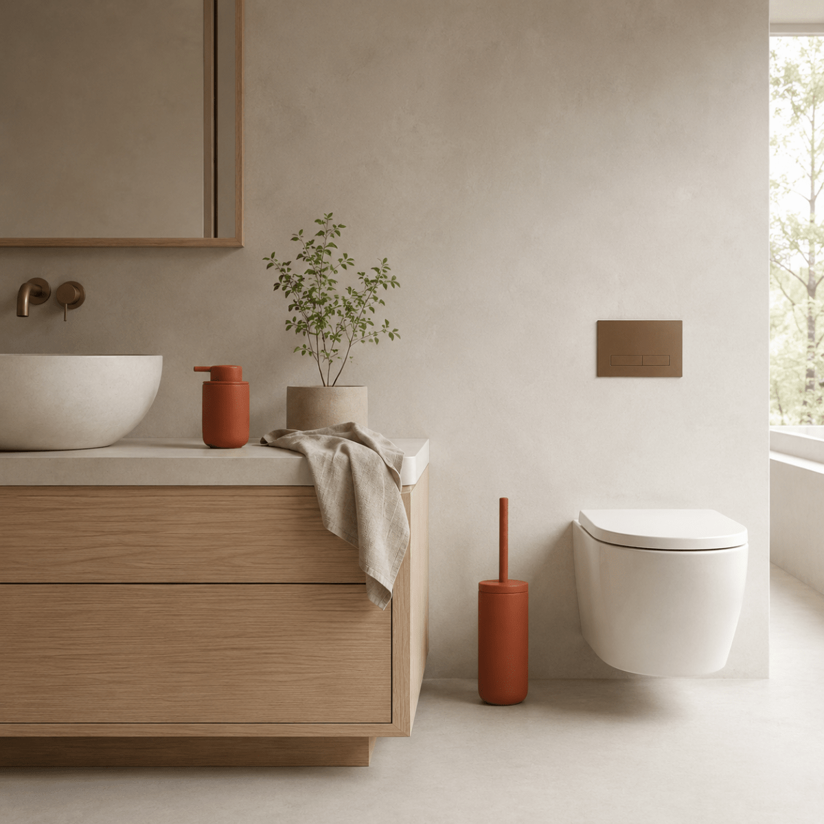 Baderomssett Ume terracotta - Lindas Dekor Baderomssett