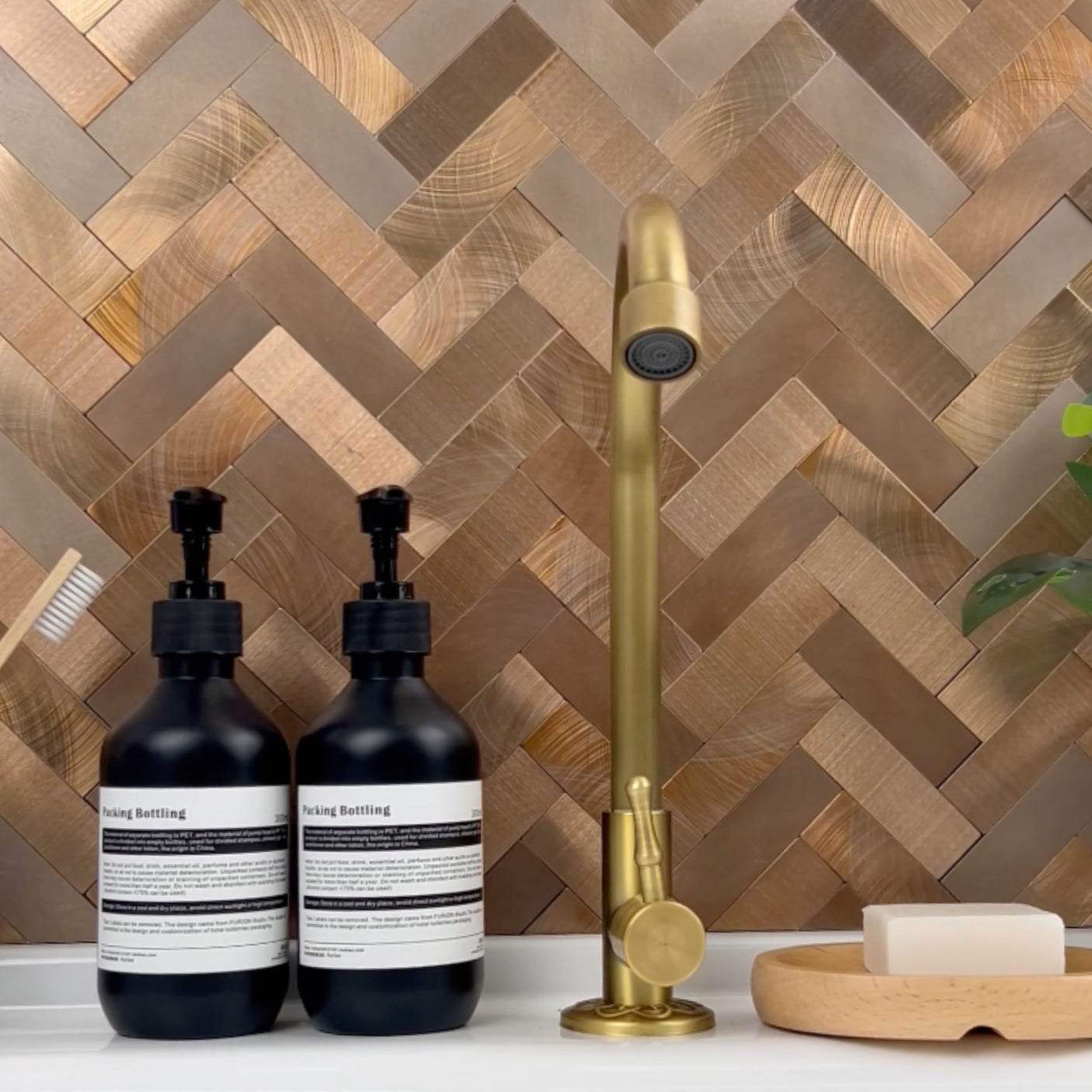 10-pack Sofie fiskbensmönster självhäftande väggplattor