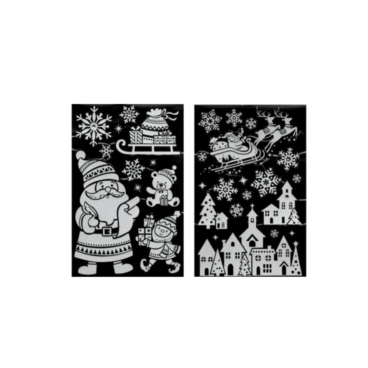 Julestickers julenisse og vinterby 2 design, 50 x 32 cm - Lindas Dekor Wallstickers