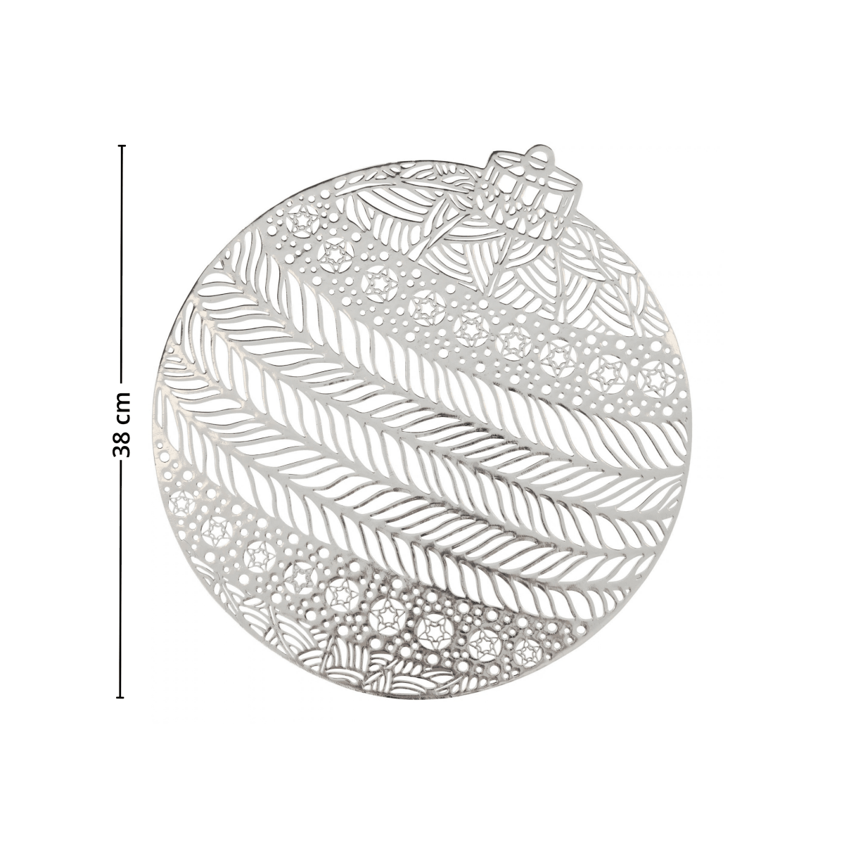 Bordbrikke julekule sølv diameter 38 cm - Lindas Dekor Bordbrikke