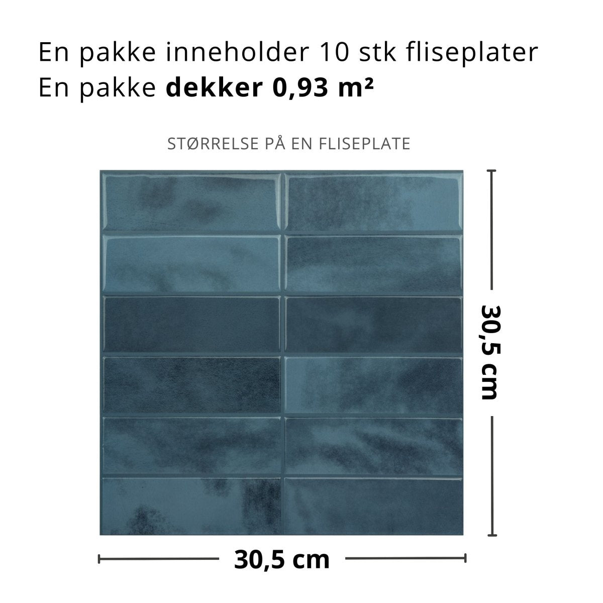 10 - pk Adelina blå selvklebende veggfliser - Lindas Dekor