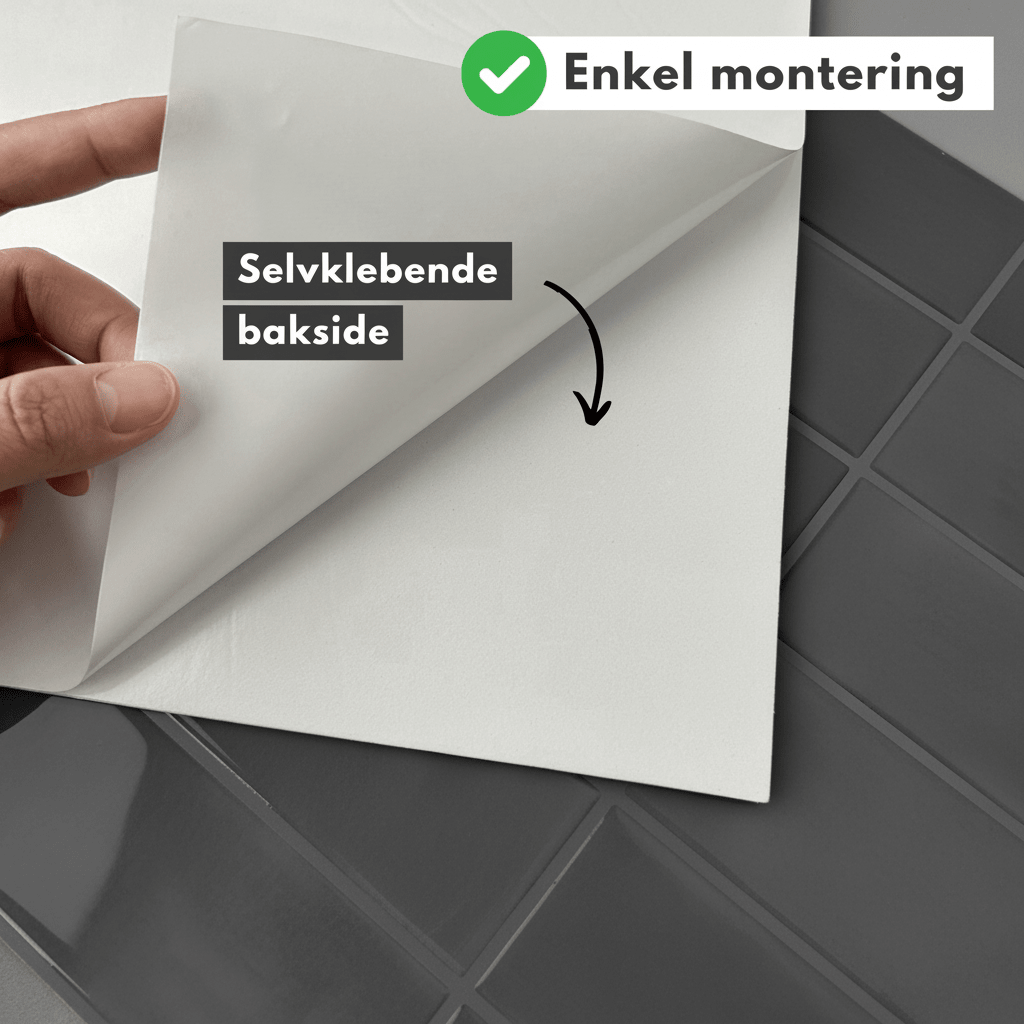 10-pack Adelina antracit silkematt självkläbande väggfliser - Lindas Dekor