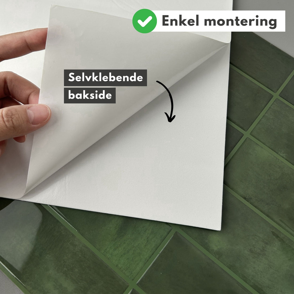 Vareprøve: Adelina grønn selvklebende veggfliser
