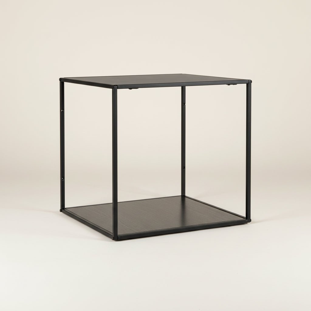 Vita vegghylle svart sort ramme 36 x 36 cm - Lindas Dekor