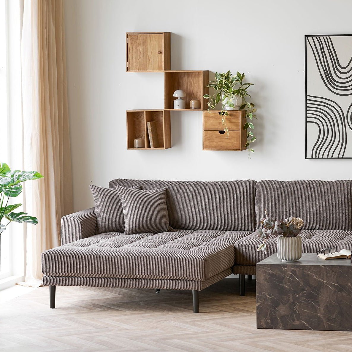 Townsville vegghylle eik 18 x 30 x 30 cm - Lindas Dekor