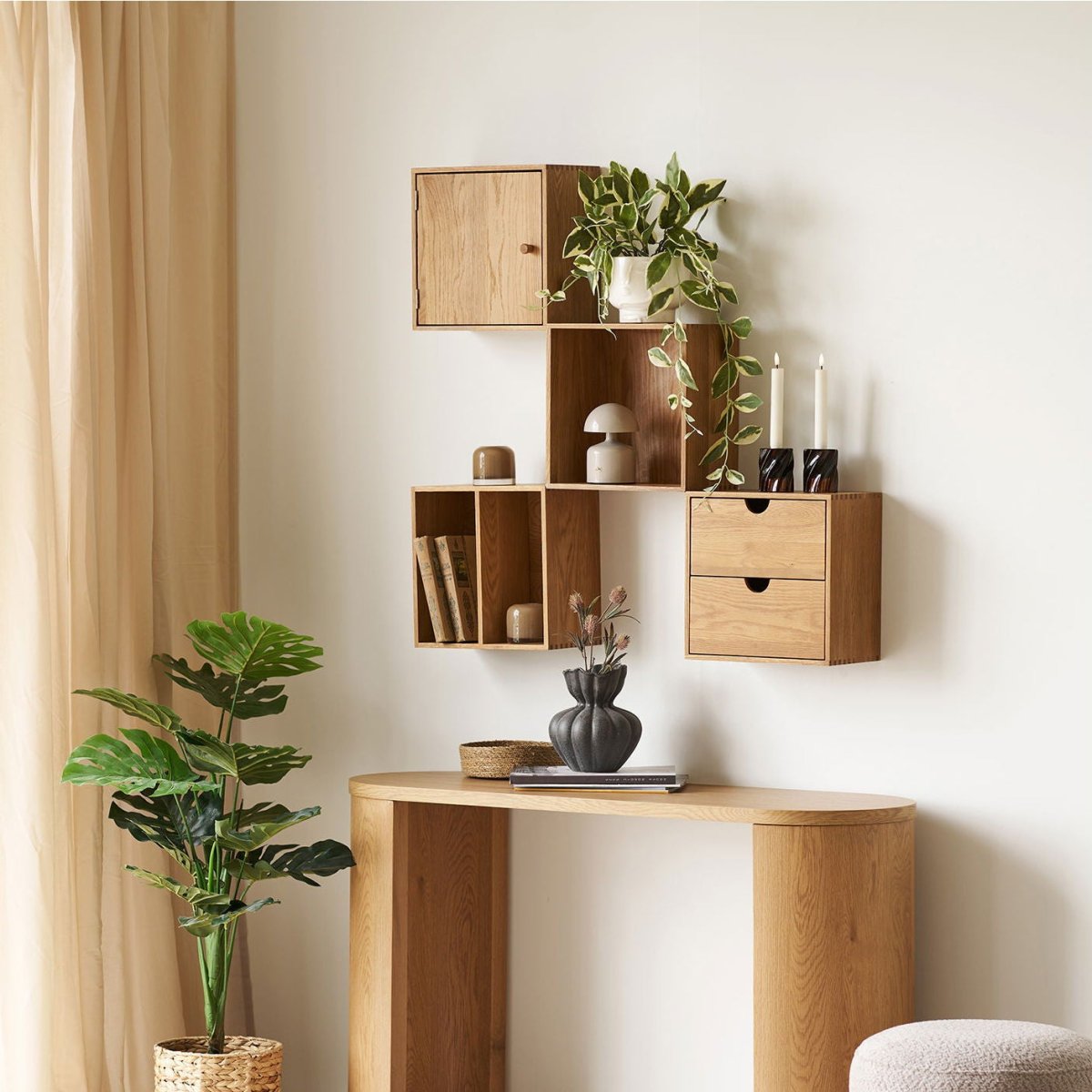Townsville vegghylle med vertikale rom eik 18 x 30 x 30 cm - Lindas Dekor