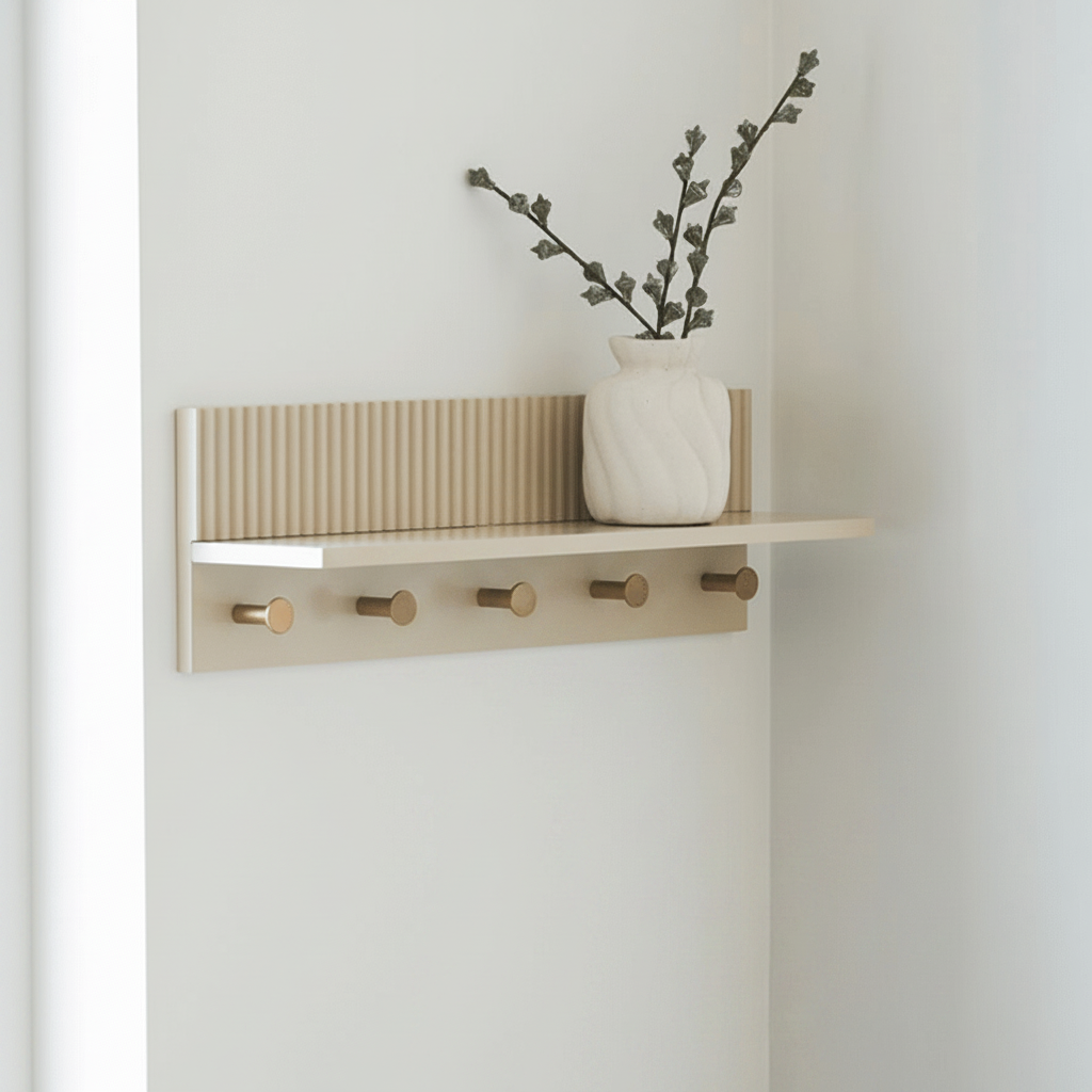 Rocca vegghylle beige med kroker - Lindas Dekor
