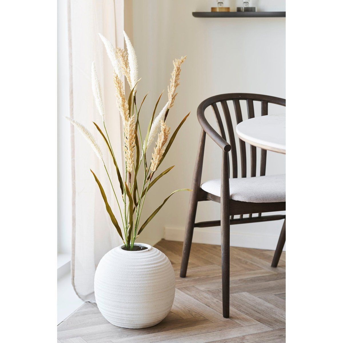 Stor rund vase keramisk hvit ø 30 cm - Lindas Dekor