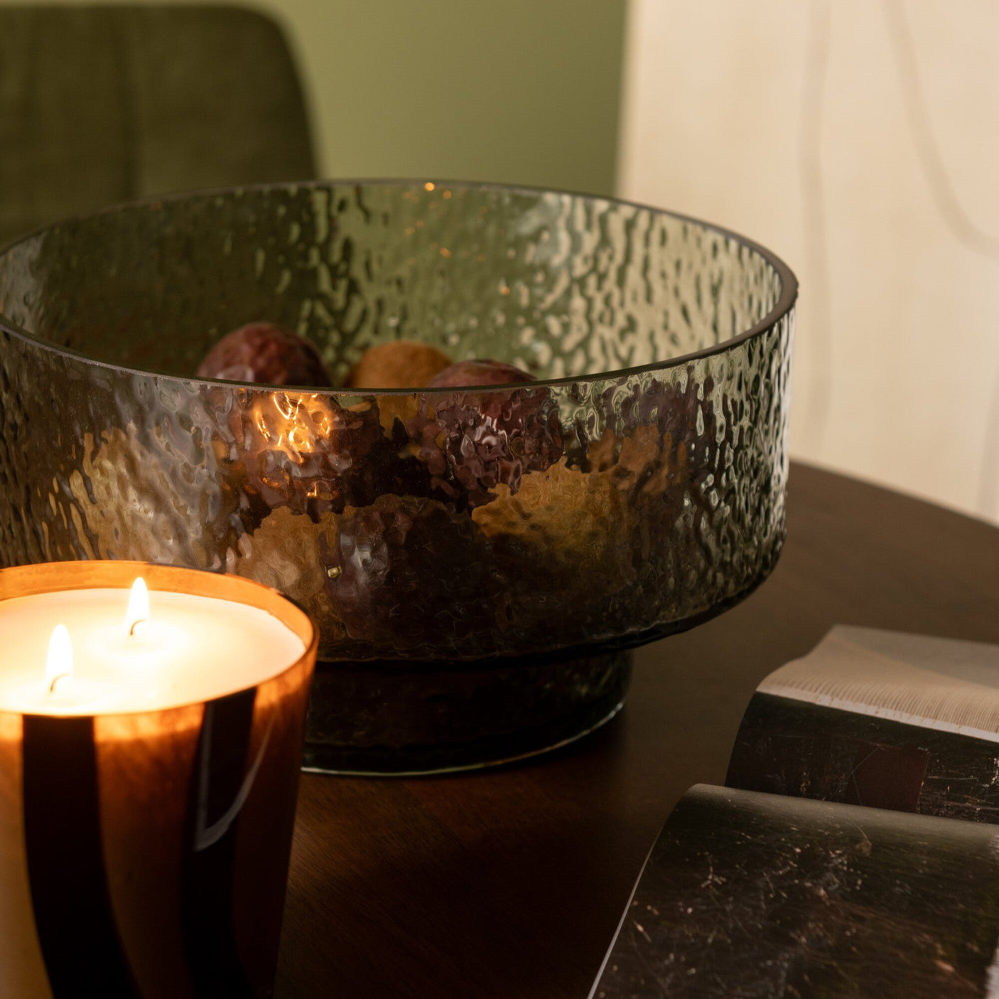 Glassbolle lav grønn