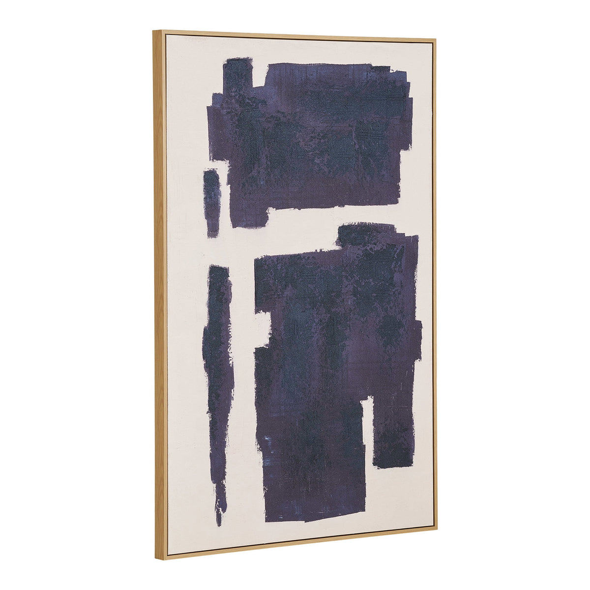 Edna veggbilde på lerret med håndmalte detaljer beige og blå 100x150 cm - Lindas Dekor Pyntefigur