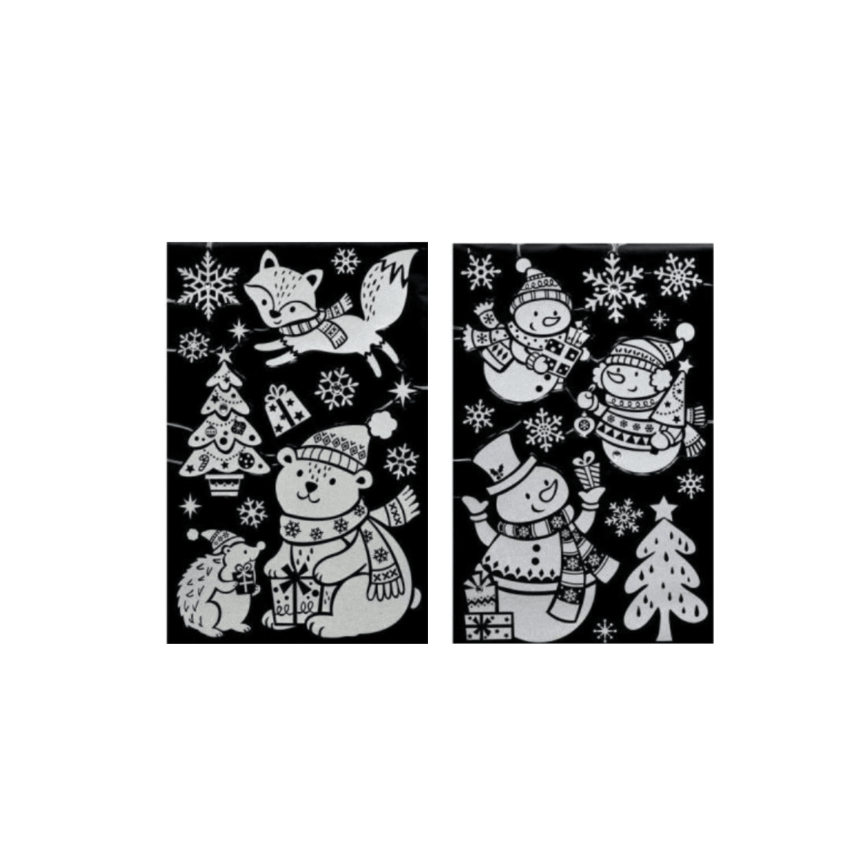 Julestickers snømenn og vinterdyr 2 design, 50 x 32 cm - Lindas Dekor Wallstickers